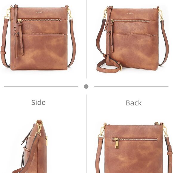 Trendy Water-Resistant Crossbody Purse with Spacious Compartment & Gold Logo - Picture 7 of 7